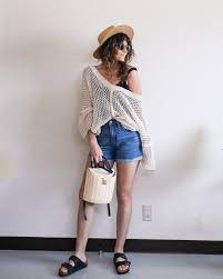 Jean Shorts Beach Outfit Outfits With Hats Street Style Women Minimal Street Style