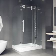 Grey and white porcelain showers images of dogs. Vigo Winslow Frameless Sliding Door Shower Enclosure With Right Drain Base