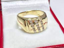 Vintage 1980 S Men S Diamond Ring 14kt Yellow Gold Diamond Ring Statement Ring Unisex Ring By Dartamer Men Diamond Ring Yellow Gold Diamond Ring Unisex Ring