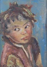 BARRY LEIGHTON-JONES. Boy with pipe, oil