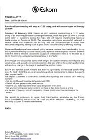 This app automatically notifies the user when eskom's load shedding status changes with a toast notification very like a new sms notification. Eskom Loadshedding Will Stop At 17 00 Today Newslite Sa