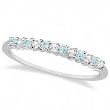 Petite Diamond Aquamarine Wedding Band 18k White Gold 0 20ct In 2020 Sapphire Wedding Band Diamond Wedding Bands Aquamarine Wedding Band