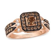 Levian 3 stone chocolate diamond ring. Previously Owned Le Vian Chocolate Diamonds 7 8 Ct T W Diamond Square Frame Ring In 14k Strawberry Gold Zales