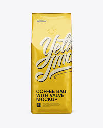 Download Foil Coffee Bag With Valve Mockup Front View In Bag Sack Mockups On Yellow Images Object Mockups PSD Mockup Templates