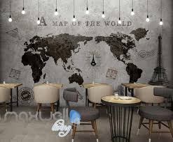 Black And White Mural Design World Map Black White Travel Design Art Wall Murals Wallpaper Decals Prints Decor Idcwp Jb 000192 Wall Murals Mural Wallpaper Mural