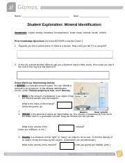 Mineral identification gizmo answer key : Mineral Identification Student Exploration Sheet Handout Docx Name Date Student Exploration Mineral Identification Vocabulary Crystal Density Course Hero