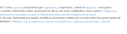 Aucun auteur d'exemple code grammatical construction crochets date d'exemple définition domaine technique entrée exemple indicateur mot vedette plan de l'article publication. Hegemonie La Definition