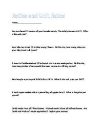 Ratios And Unit Rates Unit Rate The Unit Rate