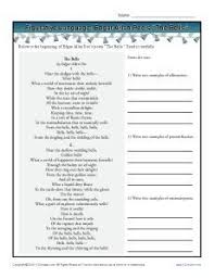 Firgurative Language Worksheet Edgar Allen Poe S The Bells Language Worksheets Elementary Printables Poetry Activities