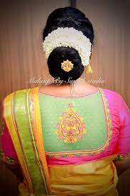 Wedding Hairstyle Hair Bun Silk Saree Saree Blouse Design Boutique Dress Designs Blouse Designs Indian Embroidered Blouse Designs