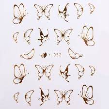 102 Styles Gold Metal Butterfly Bow Heart Nail Art Wraps Diy Decoration For Nails Free Shipp Simple Butterfly Tattoo Butterfly Drawing Butterfly Tattoo Designs