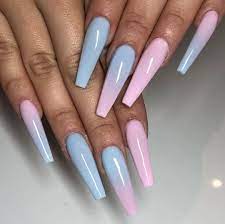 Pink and blue ombre acrylic nails. Dope Nails