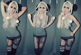 17 orphelia certainly looks beautiful with her long white hair, bleak expression, and horns. Wallpaper Girls White Hot Cute Sexy Stockings Girl Beauty Make Up Hat Rock Socks Tattoo Ink Silver Hair Skinny Skull Grey Outfit Model Panda Waves Legs Modeling Leg Emo Models Style