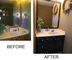 Give your bathroom a makeover with a fresh coat of paint. Give Your Bathroom Vanity A Facelift Tan Bathroom Painting Bathroom Cabinets Black Bathroom