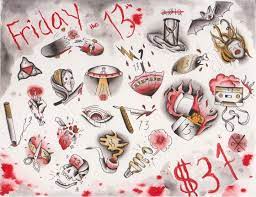 Tattoos and tattoo flash with ribbons. 22 Friday The 13th Tattoos Ideas In 2021 Friday The 13th Tattoo 13 Tattoos Tattoos