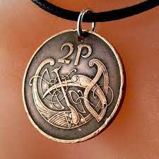 Irish Coin Necklace Ireland Coin Celtic Bird Knot Pendant Etsy Coin Jewelry Mens Jewelry Coin Necklace