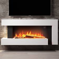 Compact, so it fits older fireplaces, this powerful infrared electric log set can warm up to 1,000 square feet. Amberglo Wall Mounted Electric Fireplace Suite In White Log Pebble Fuel Bed Furniture123