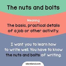 Idiom Of The Day The Nuts And Bolts Meaning The Basic Practical Details Of A Job Or Other Activity Exampl English Idioms English Vocabulary Words Idioms