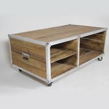 Table Basse Flight Case Metal Et Bois 122x72 Table Basse Meuble Style Industriel Table De Salon