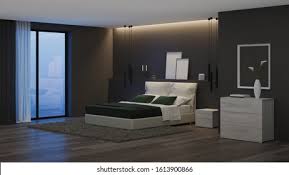 Sunset 's silicon valley idea house disrupts the classic craftsman. Modern House Interior Bedroom Dark Walls Stock Illustration 1613900866