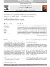 Pdf Physiological Mechanisms Behavioral And Psychological Factors Influencing The Transfer Of Milk From Mothers To Their Young