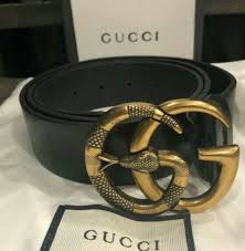 Black And Gold Gucci Belt Original Gucci Leather Belt With Double G Snake Buckle Size 100cm Gucci Leather Belt Gucci Belt Gucci Leather