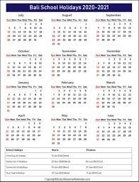 Demikian informasi mengenai kalender pendidikan provinsi bali tahun pelajaran 2019/2020. School Holidays Bali 2020 2021 Academic Calendar Bali 2020 2021