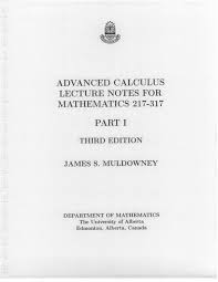 Lecture notes for advanced calculus james s. Pdf Advanced Calculus Lecture Notes I