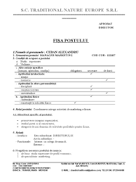 Coduri cor pentru toate ocupatiile. 1 Fisa Post Manager Marketing