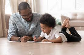 Big canvas paintings for home decor. Happy Family African Dad And Cute Little Kid Boy Drawing Together Stock Photo Picture And Royalty Free Image Image 126760642