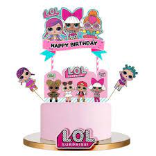 Another lol cake that suits to your little girls birthday the cake made of butter this video easy lol cake ideas will help you to have a beautiful cake. Lol Cake Topper Happy Birthday Cake Topper Pink Cake Decorations For Baby Theme Party 1set Amazon Ae Grocery