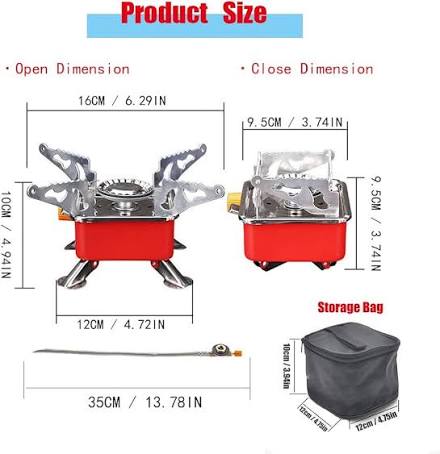 Mini Square Camping Stove,compact folding, wind proof, Piezo Ignition, Use with butane gas tank, Very Perfect for outdoor backpacking, picnics, hiking and camping other occasions (Threaded interface) : Amazon.in: Sports, Fitness &