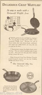 1910s Antique Griswold Cast Iron Waffle Iron Frying Pan Kitchen Cooking Cook Ad Griswold Cast Iron Waffle Iron Cast Iron Cooking