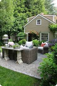 Pea Gravel Patio With Paver And Furniture Inexpensive Pea Gravel Backyard Landscaping Pea Gravel Patio Easy Patio