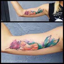 I'm so in love with my tattoo done by russell (@findyoursmile on instagram) at hart & huntington in orlando, fl. Watercolor Tattoo Artist Russell Van Schaick In Orlando Florida Mermaid Tattoos Tattoos Watercolor Tattoo Artists