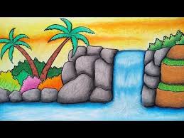 Yang akan saya tunjukkan adalah bagaimana cara belajar menggambar. Menggambar Pemandangan Alam Pegunungan Cara Menggambar Pemandangan Air Terjun Youtube Cara Menggambar Easy Drawing Tutorial Pelajaran Seni
