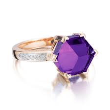 This stunning deep purple amethyst engagement ring is a nice take on a classic design. 18kt Rose Gold Amethyst Diamond Ring At Best Prices Paolo Costagli