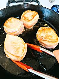 Bacon Wrapped Pork Chops With Garlic Butter Sauce Bacon Wrapped Pork Bacon Wrapped Pork Chops Pork Ribeye Chops Recipe