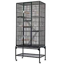 Bird Cage On Wheels For Sale Yaheetech 3 Tiers Large Bird Breeding Cage Aviary For Chinchilla Cockatoo Parrot Finch Bird With Perch Stand Bird Supplies Bird Cages For Sale Bird Cage Stand