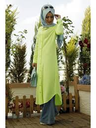 Kolye Hediyeli Baklava Desen Tunik Fosfor Yesil Fashion Coat Raincoat