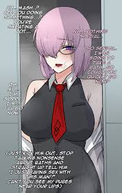 Rule 34 Dev - 1boy 1girl absurdres bare_shoulders blush breasts  cheating_(relationship) chihel english_text fategrand_order fate_(series)  glasses hair_over_one_eye highres interracial large_breasts  looking_at_viewer mash_kyrielight netorare open_mouth ...
