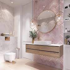 Different shades of pink, including millennial pink, rose, peach, and baby pink, grace everything from the walls to the furniture. 45 Creative Small Bathroom Ideas And Designs Renoguide Australian Renovation Ideas And Inspiration Bathroom Vanity Designs Bathroom Interior Design Bathroom Decor