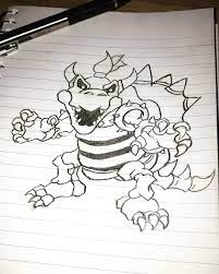How to draw dry bowser wait for the ink to dry, and then get rid of every pencil mark with an eraser. Dry Bowser Drawing