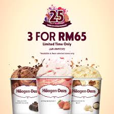 /ˌhɑːɡənˈdɑːz/) is an american ice cream brand, established by reuben and rose mattus in the bronx, new york, in 1960. Haagen Dazs Let S Celebrate 25 Years Of Anniversary With Us By Enjoying Our Limited Time Promotion Get 3 Pints For Rm65 At Selected Aeon Stores Maluri Mid Valley Bandar Puchong Bandar Sunway