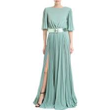 Shein abito corto/lungo con scollo a v. Elisabetta Franchi Abito Lungo Verde Acqua Lame Con Scollo Sul Retro Stileo It