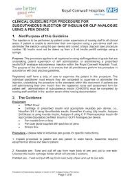 Procedure For Subcutaneous Injection Of Insulin Or Glp