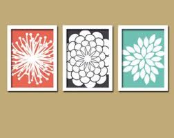 Popular Items For Coral And Grey On Etsy Bedroom Wall Art Canvas Dandelion Wall Art Bedroom Wall Art