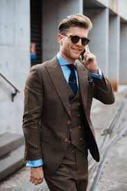 Sophisticated Brauner Anzug Anzug Herren Anzug Weste