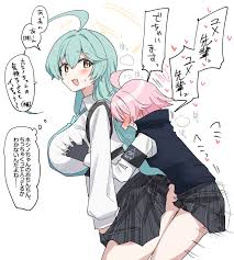 toriyarou, hoshino (blue archive), hoshino (first year) (blue archive),  yume (blue archive), blue archive, hoshino (young) (blue archive), highres,  translation request, 1futa, 1girl, ahoge, armband, black skirt, blush,  breasts, clothed sex, from