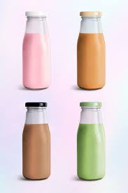 Download Premium Psd Of Colorful Milk Tea In Glass Bottle Mockups 2392147 Bottle Mockup Milk Tea Bottle